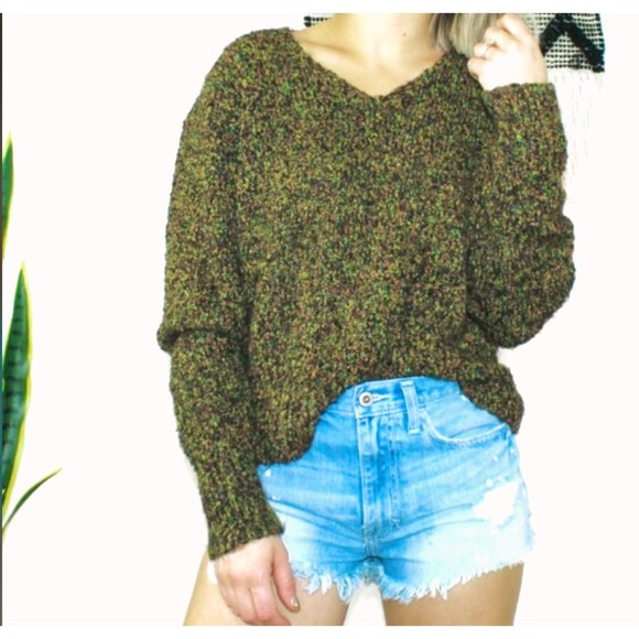 Royal Robbins V-Neck Moss Green Multicolor Casual Pullover Sweater Knit Ribbed - Picture 1 of 5